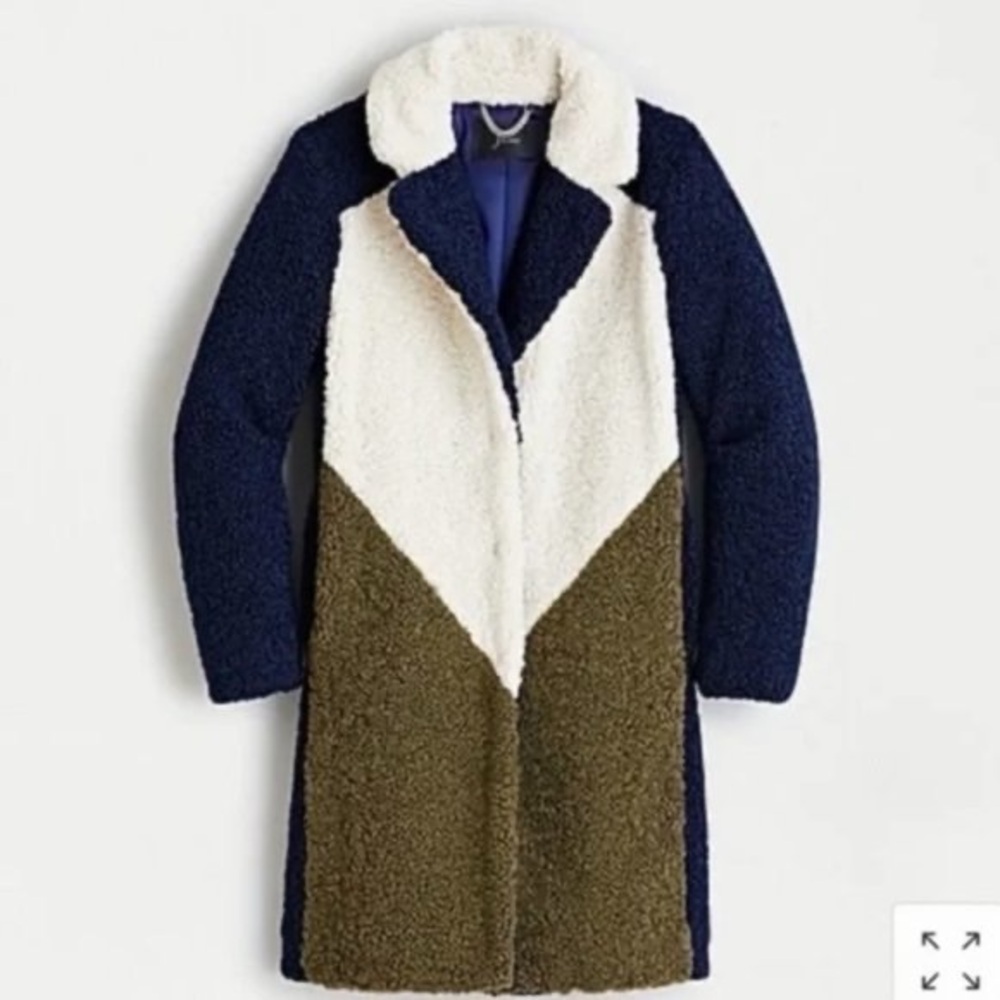 J. Crew Women's Navy, White, and Olive Teddy Jacket